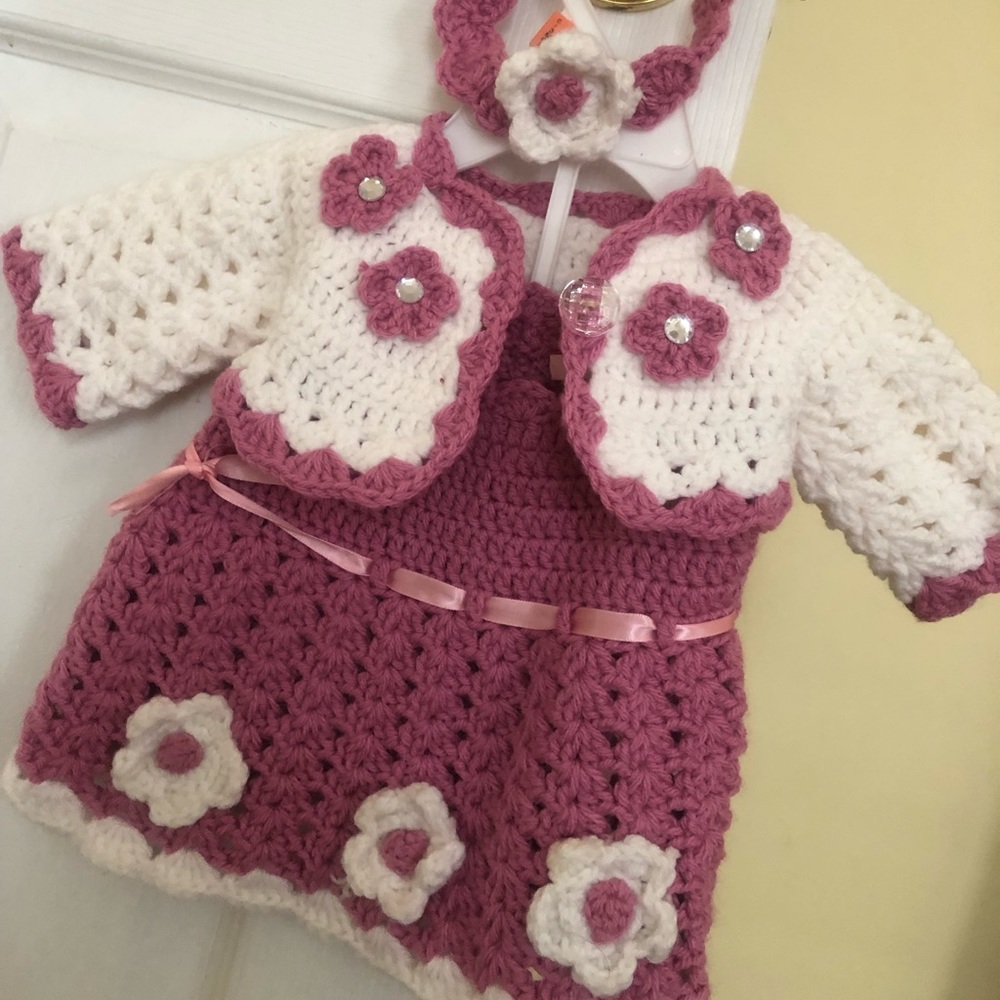 Hand made newborn babygirl take home set.
